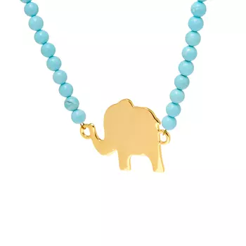 Колье Gold Plated Elephant Charm Beaded Necklace
