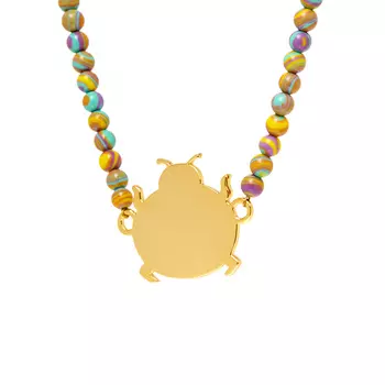 Колье Gold Plated Ladybug Charm Beaded Necklace