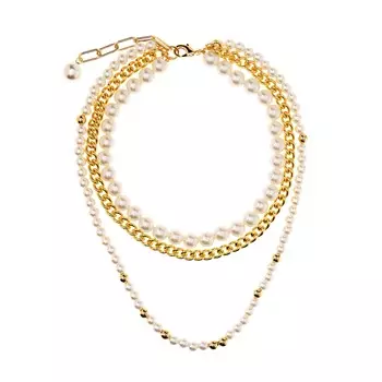 Колье Golden Layered Necklace With Pearls