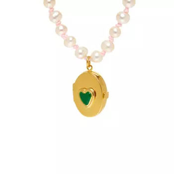 Колье Heart Locket Knitted Necklace – Green