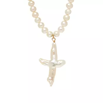 Колье Naive Pearl Cross Necklace