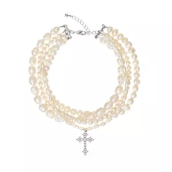 Колье Pearly Abundance Cross Necklace – Silver