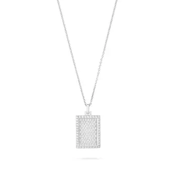 Колье Rectangle Medallion With Zircons - Silver