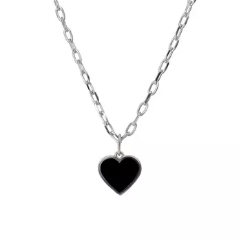 Колье Silver Black Heart Necklace