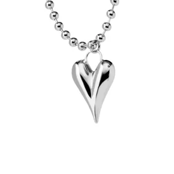 Колье Silver Chain Of Balls Necklace - Sharp Heart