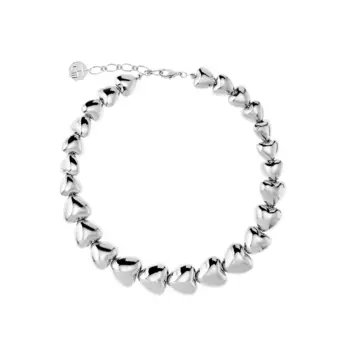 Колье Silver Necklace Made Of Large Symmetrical Hearts