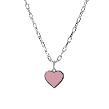 Колье Silver Pink Heart Necklace
