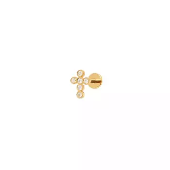 Лабрет Diamond Cross Stud Earring – Gold
