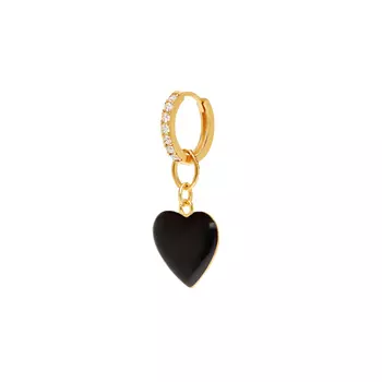 Моносерьга Gold Black Heart Big Earring
