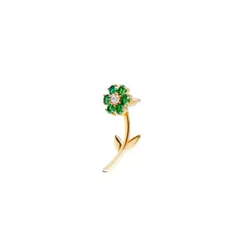 Моносерьга Gold Flower Mono Earring – Green