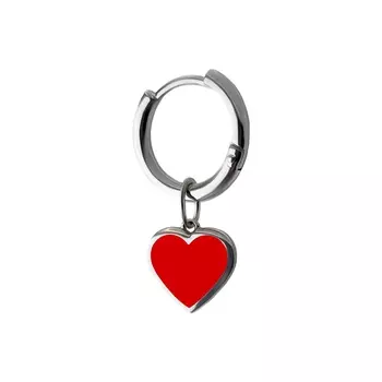 Моносерьга Silver Red Heart Earring