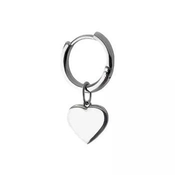 Моносерьга Silver White Heart Earring