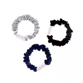 Набор резинок Silk Hair Scrunchies – Blue, Gray & Black