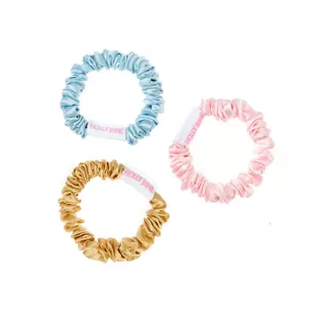 Набор резинок Silk Hair Scrunchies – Pink, Light Blue & Beige