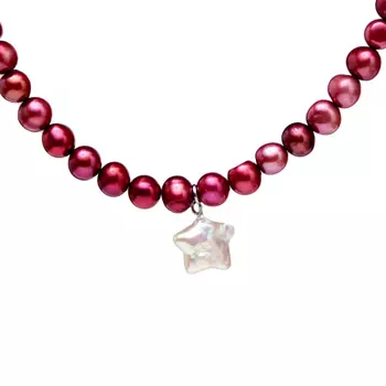 Rubied Starry Pearl Necklace