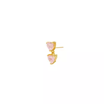 Серьга Double Whisper Heart Stud Earring – Pink