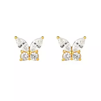 Серьги Crystal Butterfly Earrings - Gold