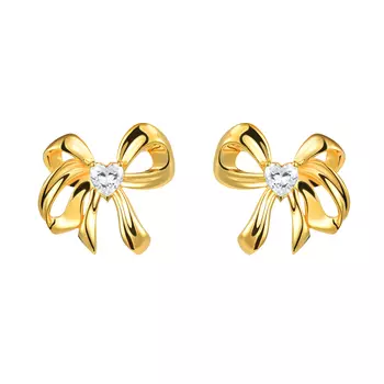 Серьги Crystal Hearty Bow Earrings - Gold