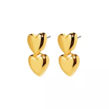 Серьги Double Heart Earrings - Gold