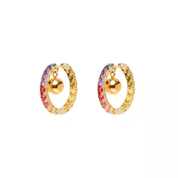 Серьги Gold Ball Rainbow Hoop Earrings