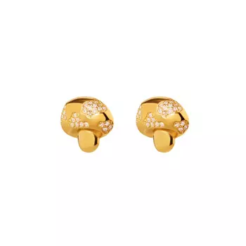 Серьги Gold Crystal Mushroom Earrings