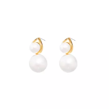 Серьги Gold Earrings With Two Mismatched Pearls