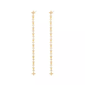 Серьги Gold Extra Long Earrings with Star crystals