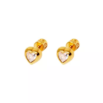 Серьги Gold Heart With Gem Earrings - Crystal