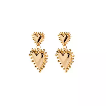 Серьги Gold Three-Dimensional Earrings With Hearts