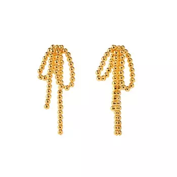 Серьги Golden Earrings With Bows Made Of Beads