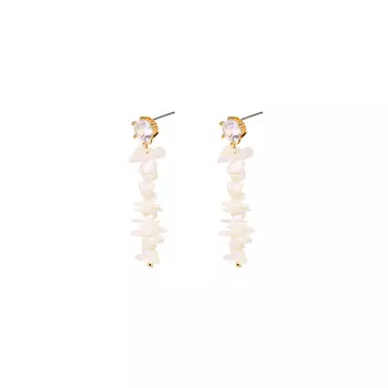 Серьги Golden Long Earrings With Mother Of Pearl And Crystals