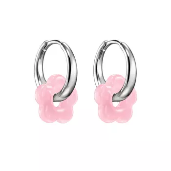 Серьги Mini Bloom Freedom Silver-Pink Earrings