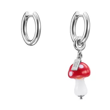 Серьги Mushroom Silver-Red Earrings