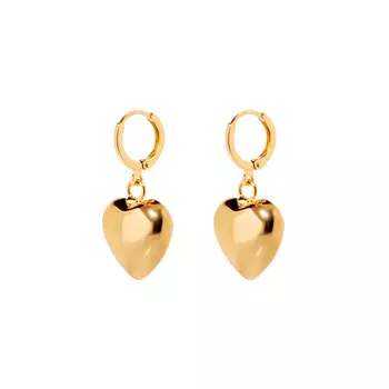 Серьги Puffy Gold Heart Earrings