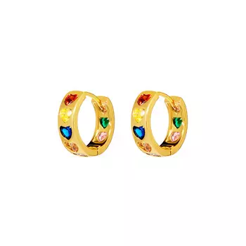 Серьги Rainbow Heart Hoops