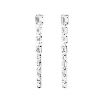 Серьги Silver Chain Earrings With Crystals