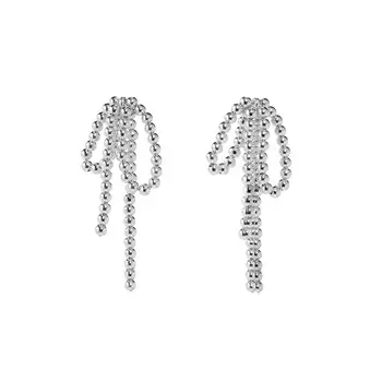 Серьги Silver Earrings With Bows Made Of Beads