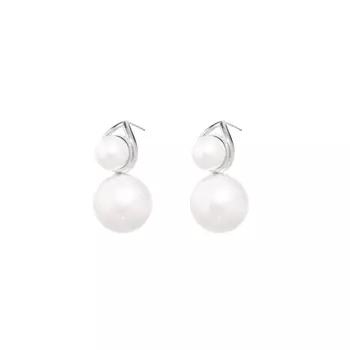 Серьги Silver Earrings With Two Mismatched Pearls