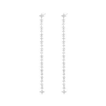 Серьги Silver Extra Long Earrings with Star Crystals