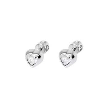Серьги Silver Heart With Gem Earrings - Crystal