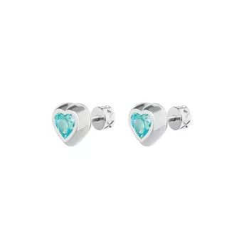 Серьги Silver Heart With Gem Earrings - Blue