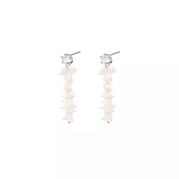 Серьги Silver Long Earrings With Mother Of Pearl And Crystals