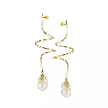 Серьги Spiral Earrings With Baroque Pearl