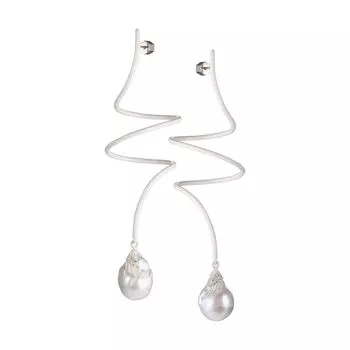 Серьги Spiral Earrings With Baroque Pearl - White