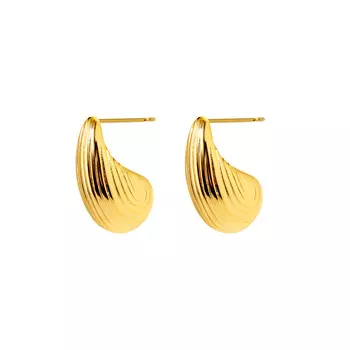 Серьги Striped Comma Earrings - Gold
