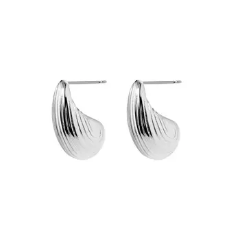 Серьги Striped Comma Earrings - Silver