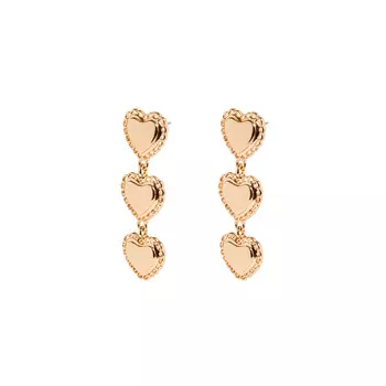 Серьги Trio Heart Drop Earrings - Gold