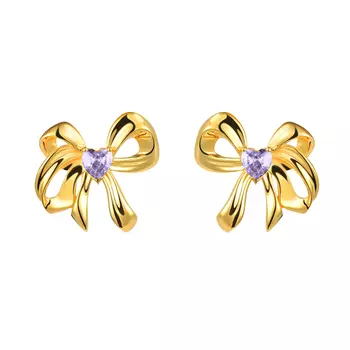Серьги Violet Hearty Bow Earrings - Gold