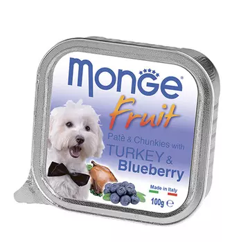 Monge Dog Fruit Turkey / Влажный корм Консервы Монж Фрукт для взрослых собак Индейка с Черникой (цена за упаковку)