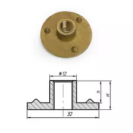 Гайка т-образная сквозная 10 мм, латунь 040514T